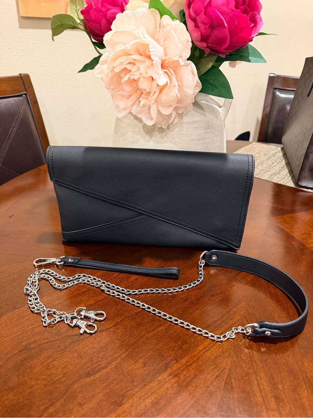 Faux Black Leather Clutch